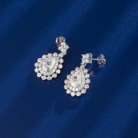 Zirconia Teardrop Silver Dangle Earrings