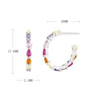 Multicolor Stone Silver Hoop Earrings