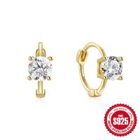 Gold Huggie Earrings with Cubic Zirconia