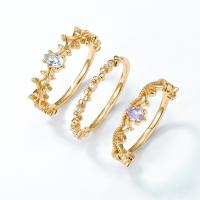 Gold Floral Stackable Rings Set
