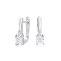 Silver Square Huggie Earrings
