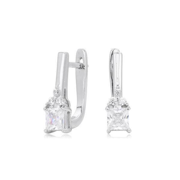 Silver Square Huggie Earrings