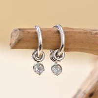 Silver Huggie Earrings with Clear Stones