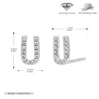 Silver Letter U Pavé Stud Earrings