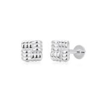 Silver Geometric Stud Earrings