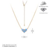 Gold Blue Heart Cubic Zirconia Pendant Necklace