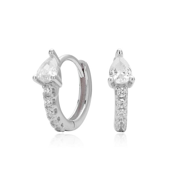 Silver Pear Drop Huggie Earrings