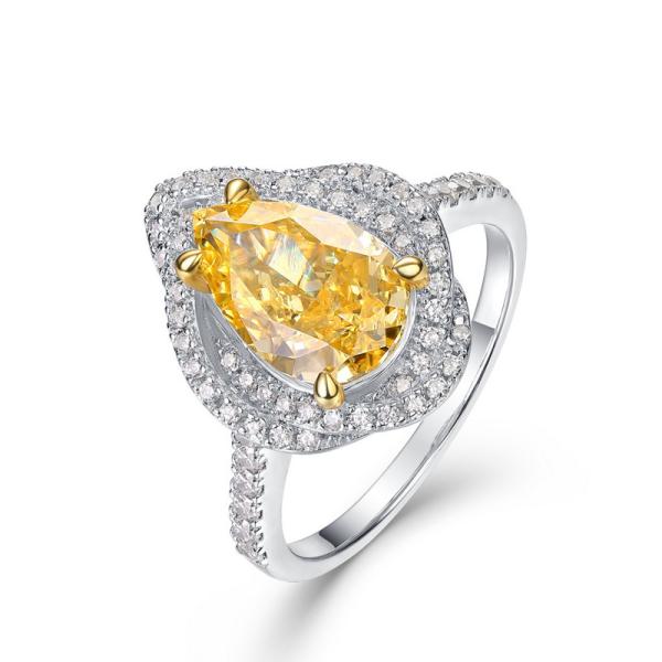 925 Silver Yellow Halo Statement Ring