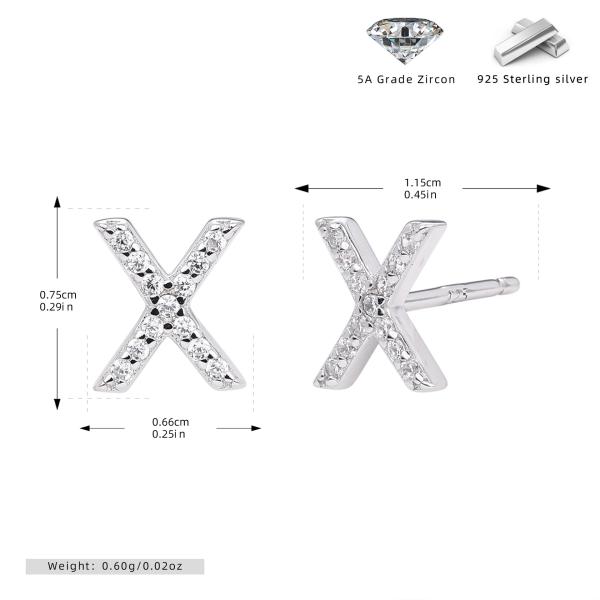 Silver Letter X Stud Earrings