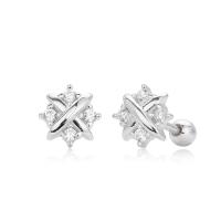 Silver Geometric Stud Earrings