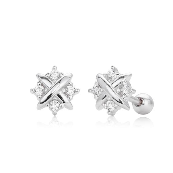 Silver Geometric Stud Earrings