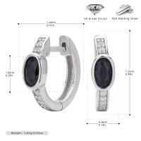 Silver Black Zircon Huggie Earrings