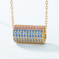 Gold Pavé Multicolor Pendant Necklace