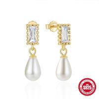 Gold-Plated Silver Drop Earrings with Pearls