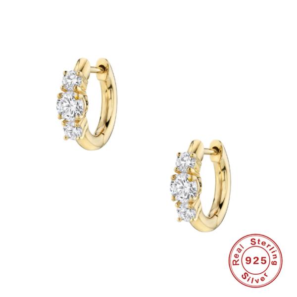 Gold-Plated Cubic Zirconia Huggie Earrings