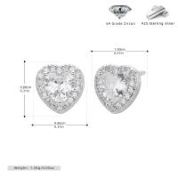Silver Heart Halo Stud Earrings