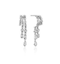 Silver Geometric Dangle Earrings