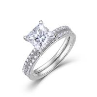 Silver Square Prong-Set Solitaire Ring