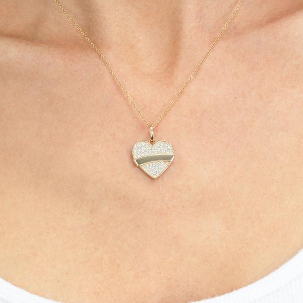 Gold Heart Pavé Pendant Necklace
