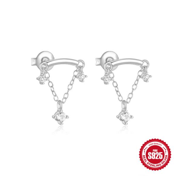 Sterling Silver Chain Dangle Earrings
