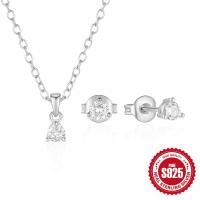 Sterling Silver Cubic Zirconia Necklace and Earrings Set