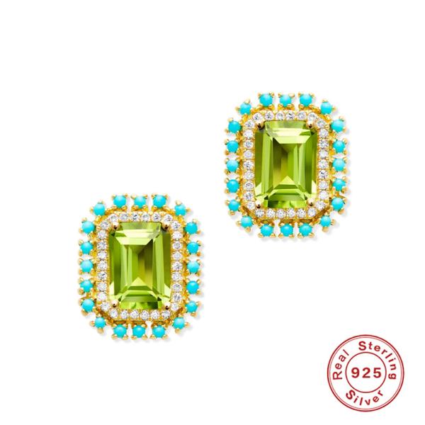 Sterling Silver Multicolor Halo Stud Earrings