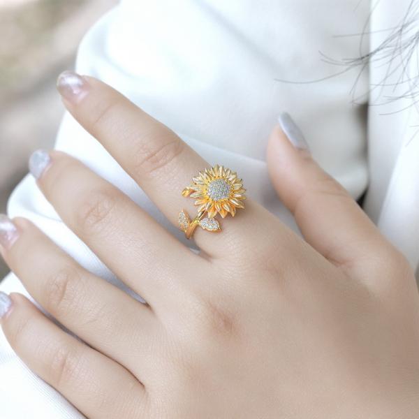 Sunflower Gold-Tone Pavé Band Ring