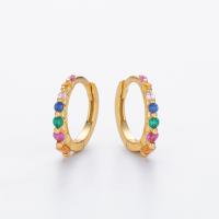 Multicolor Stone Gold-Tone Small Hoop Earrings