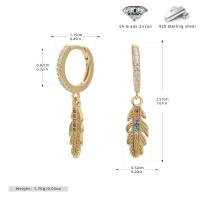 Gold Feather Dangle Huggie Earrings