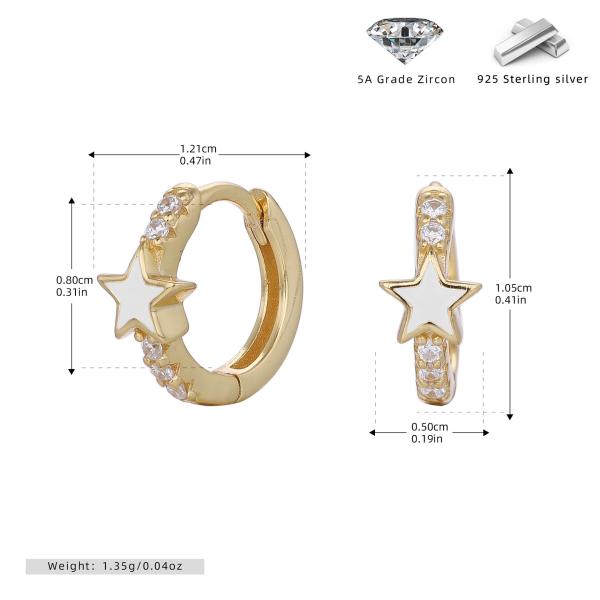 Gold Star Huggie Earrings with Zirconia