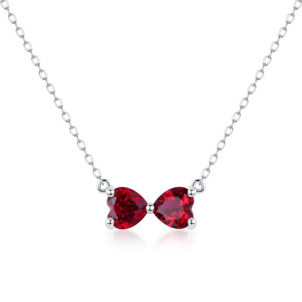 Ruby Heart Silver Pendant Necklace