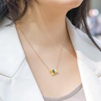 Gold Green Stone Pendant Necklace