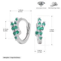 Silver Huggie Earrings with Green Zircon