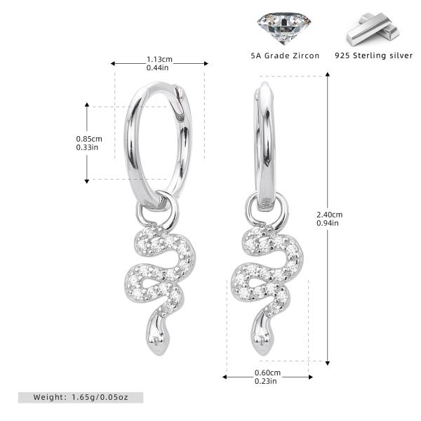 Silver Snake Motif Hoop Earrings