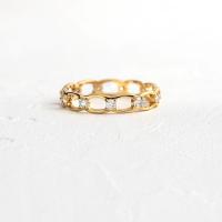 Gold-Plated Chain Link Rhinestone Ring