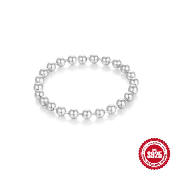 Sterling Silver Beaded Stretch Bracelet