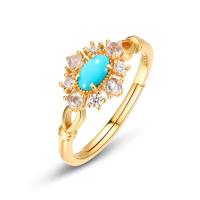 Gold Turquoise Floral Band Ring