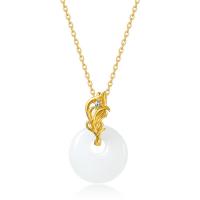 White Jade Gold Pendant Necklace