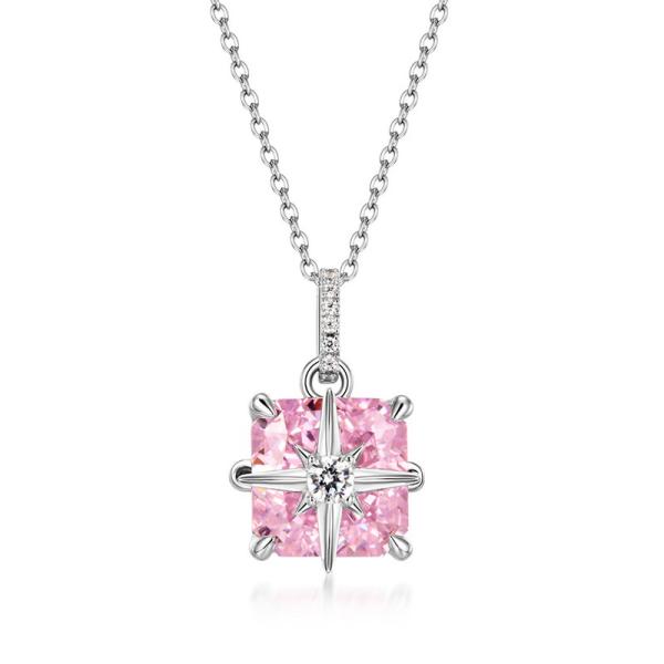 Pink Star Silver Pendant Necklace
