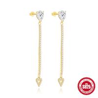 Gold-Tone Heart Dangle Earrings with CZ