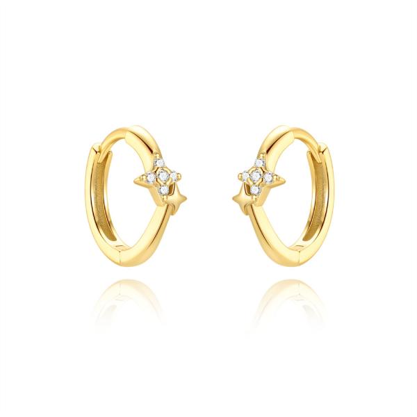 Gold Star Motif Huggie Earrings