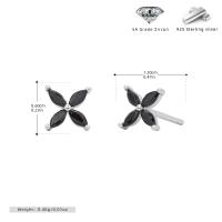 Black Zircon Floral Stud Earrings