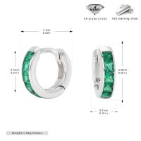 Silver Green Zircon Huggie Earrings