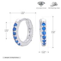 Blue Zirconia Silver Huggie Earrings