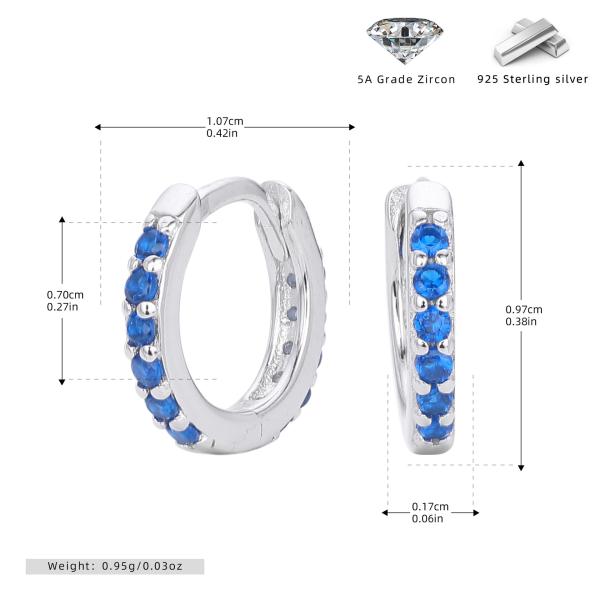 Blue Zirconia Silver Huggie Earrings