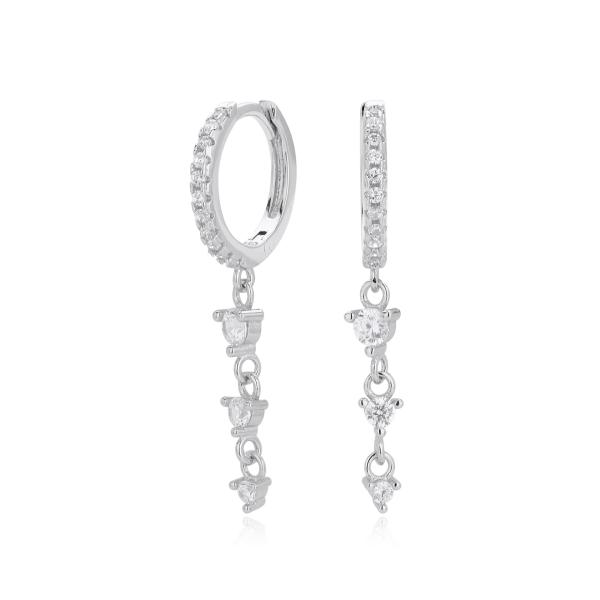 Silver Cubic Zirconia Huggie Earrings