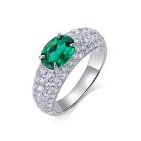 Emerald Pavé Silver Ring