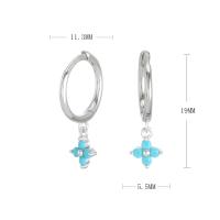 Silver Turquoise Floral Huggie Earrings