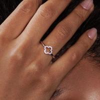 Rose Gold Floral Cubic Zirconia Band Ring
