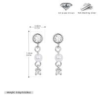 Silver Zircon Pearl Drop Earrings